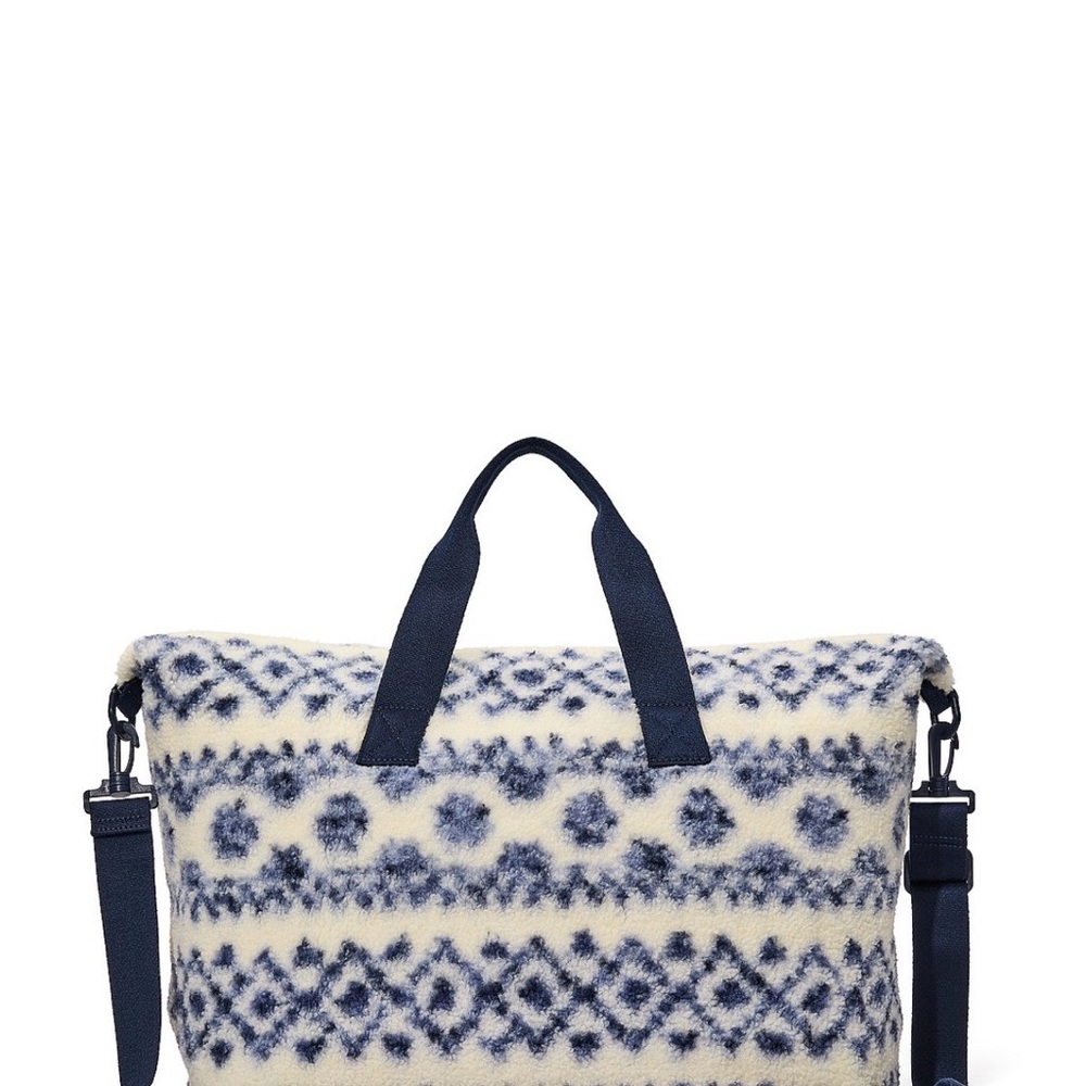 Victoria's Secret Navy and Cream Patterned Sherpa Tote